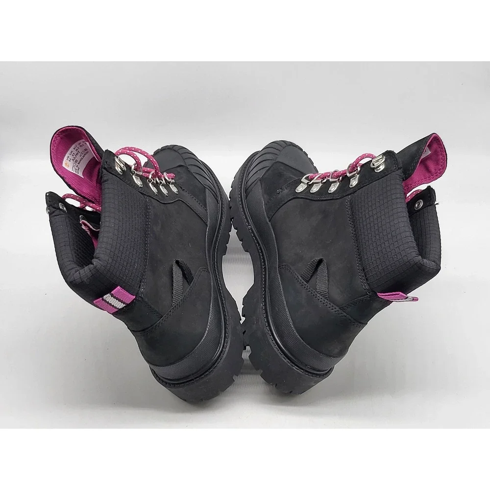 Timberland Waterproof Ankle‎ Boots Black Pink Accent Womens US 8.5